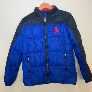 Polo by Ralph Lauren Boys puffer jacket. Size L (14-16). Blue.